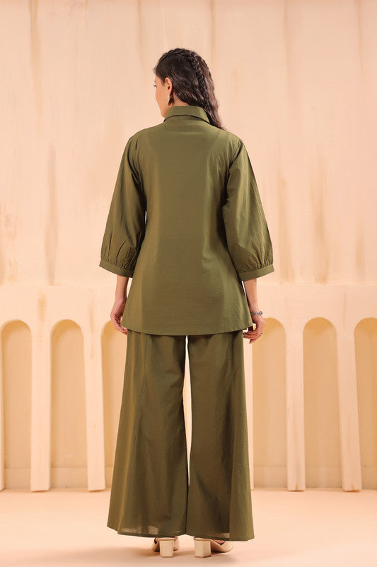 Green Grace Tulip Embellished Cotton Co-ord Set