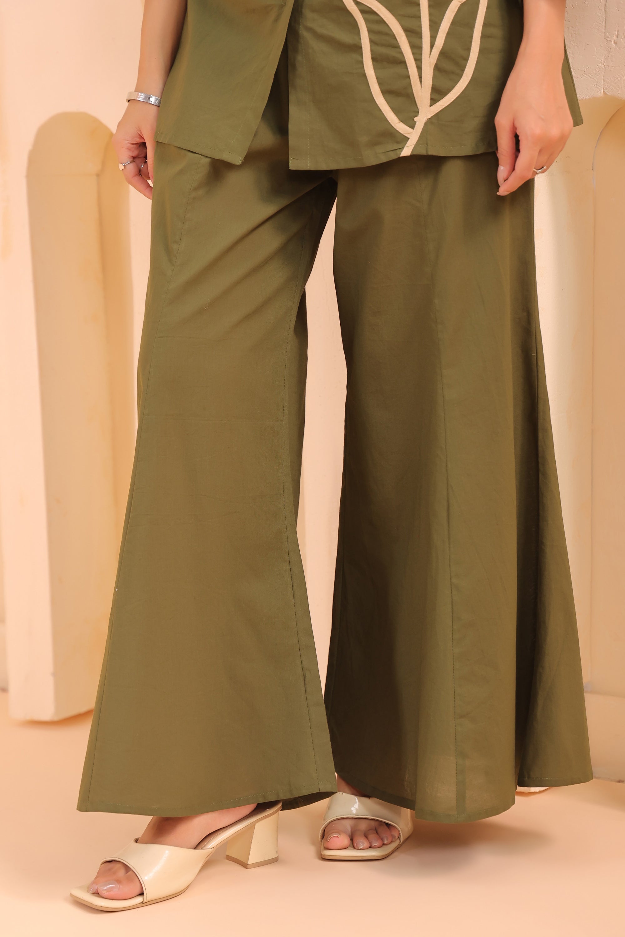 Green Grace Tulip Embellished Cotton Co-ord Set