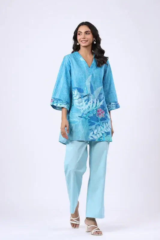 Tropical Aqua Cotton Co-ord Set