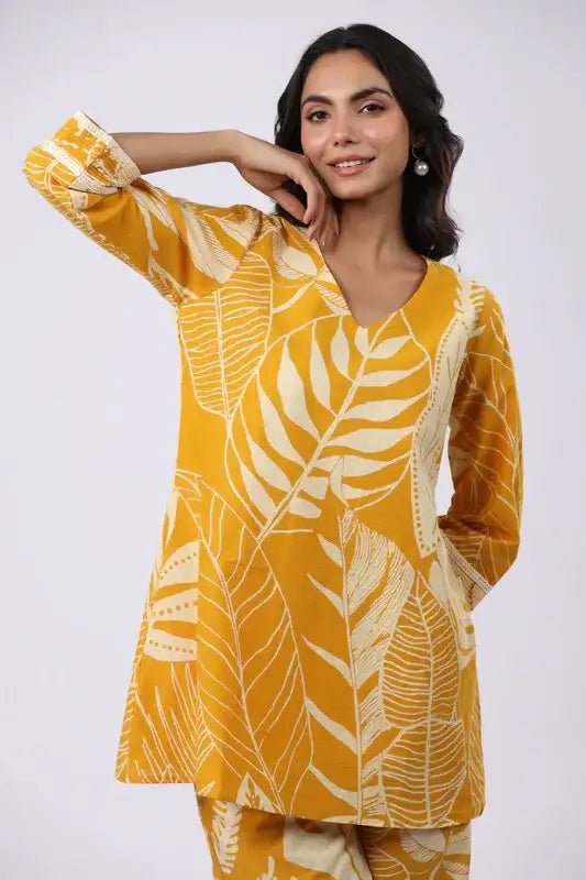Golden Tropics Cotton Co-ord Set