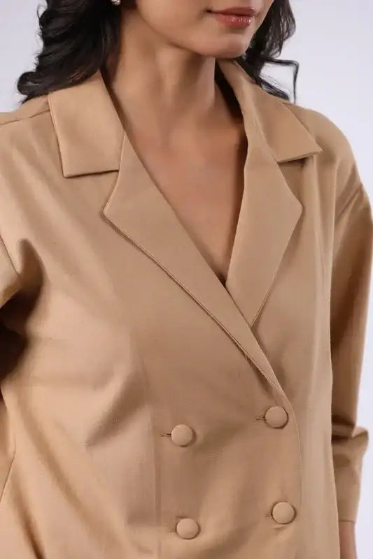 Timeless Taupe Cotton Flex Blazer Co-ord Set