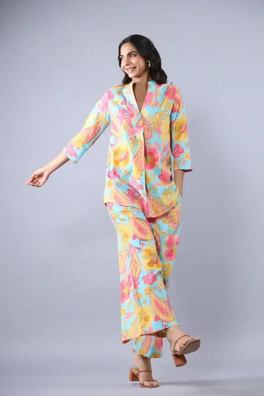 Heritage Blue Cotton Co-ord Set