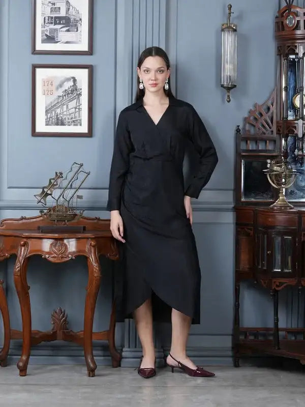 midnight silk dress Draped in midnight silk, the SIMONE DRESS in navy blue embodies quiet sophistication. A design that whispers elegance while commanding every gaze.