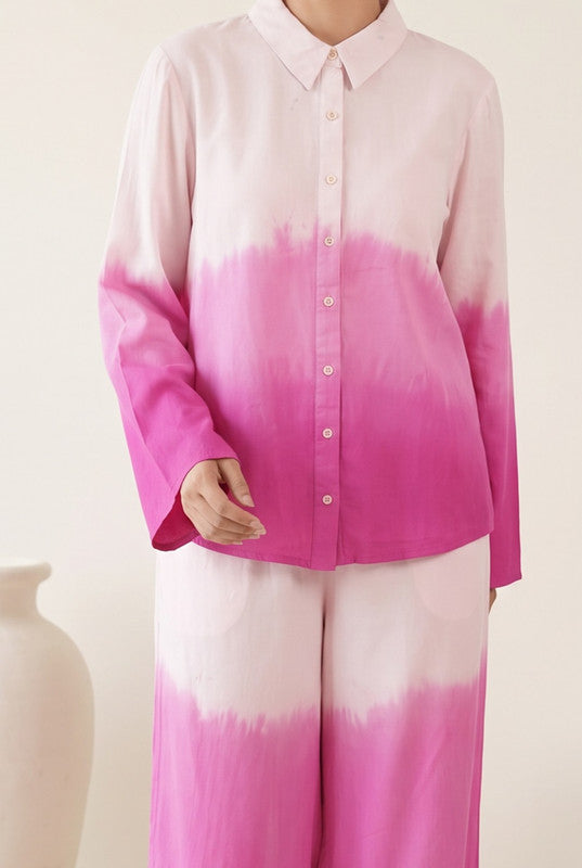 Pink & White Ombre Cotton Flex Co-Ord Set