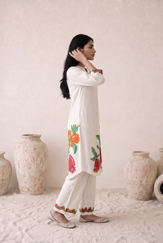 Ivory Floral Cotton Co-Ord Set