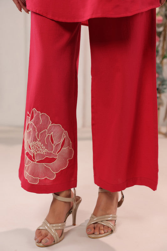 Pink Botanical Floral Printed Cotton Flex Co-ord Set