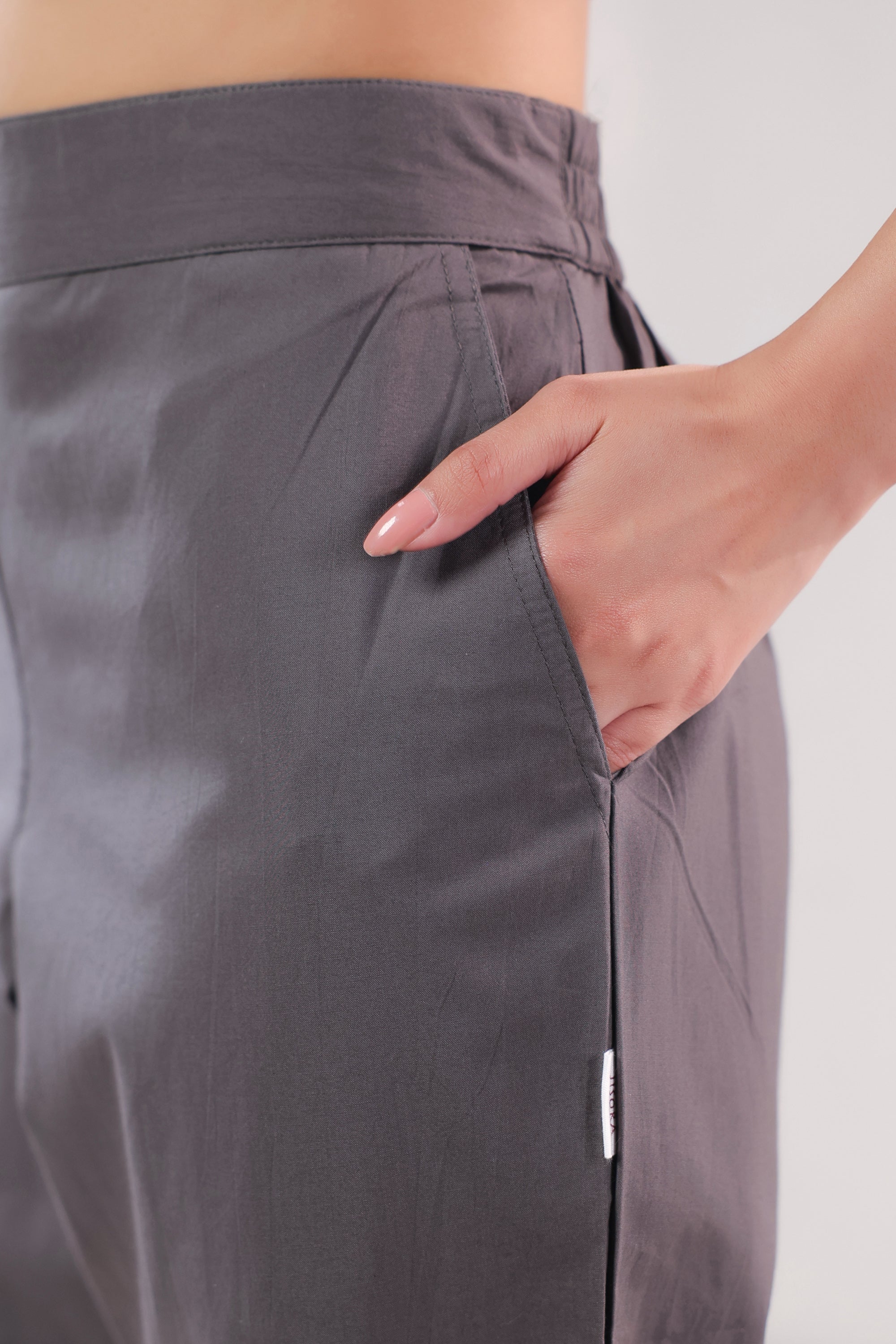 Smart Fit Solid Charcoal Grey Straight Formal Cotton Pants