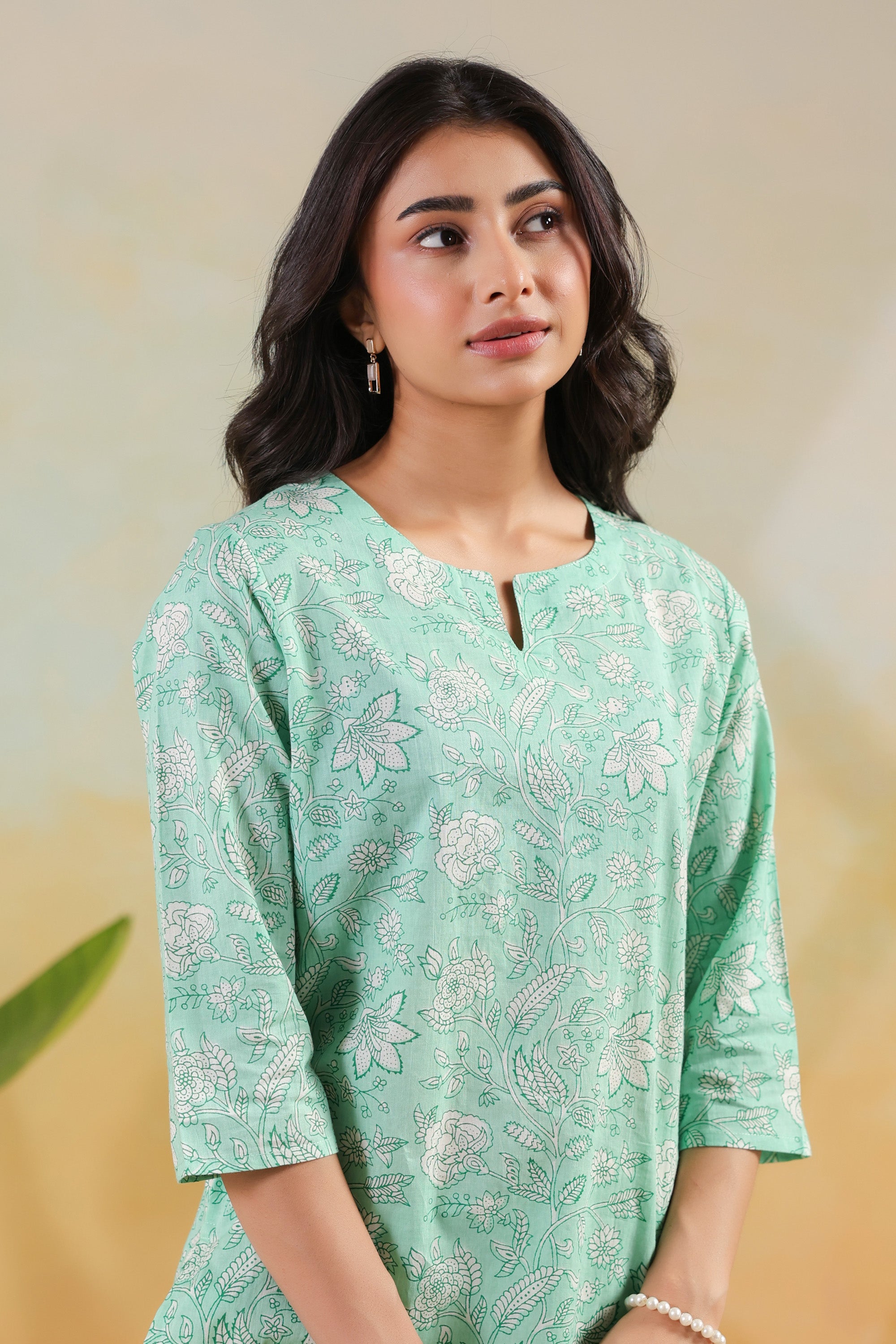 Green Botanical Printed Cotton Casual Co-ord Set