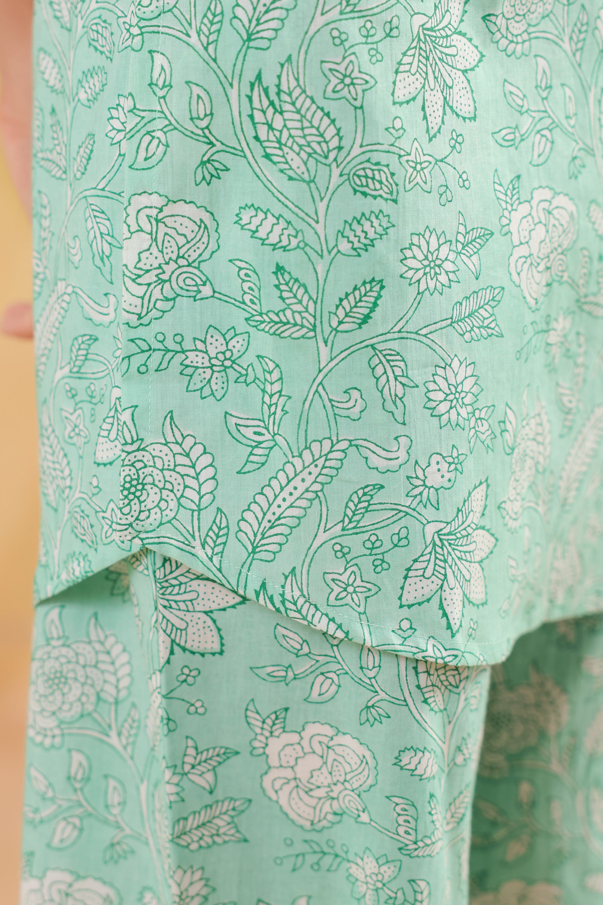 Green Botanical Printed Cotton Casual Co-ord Set