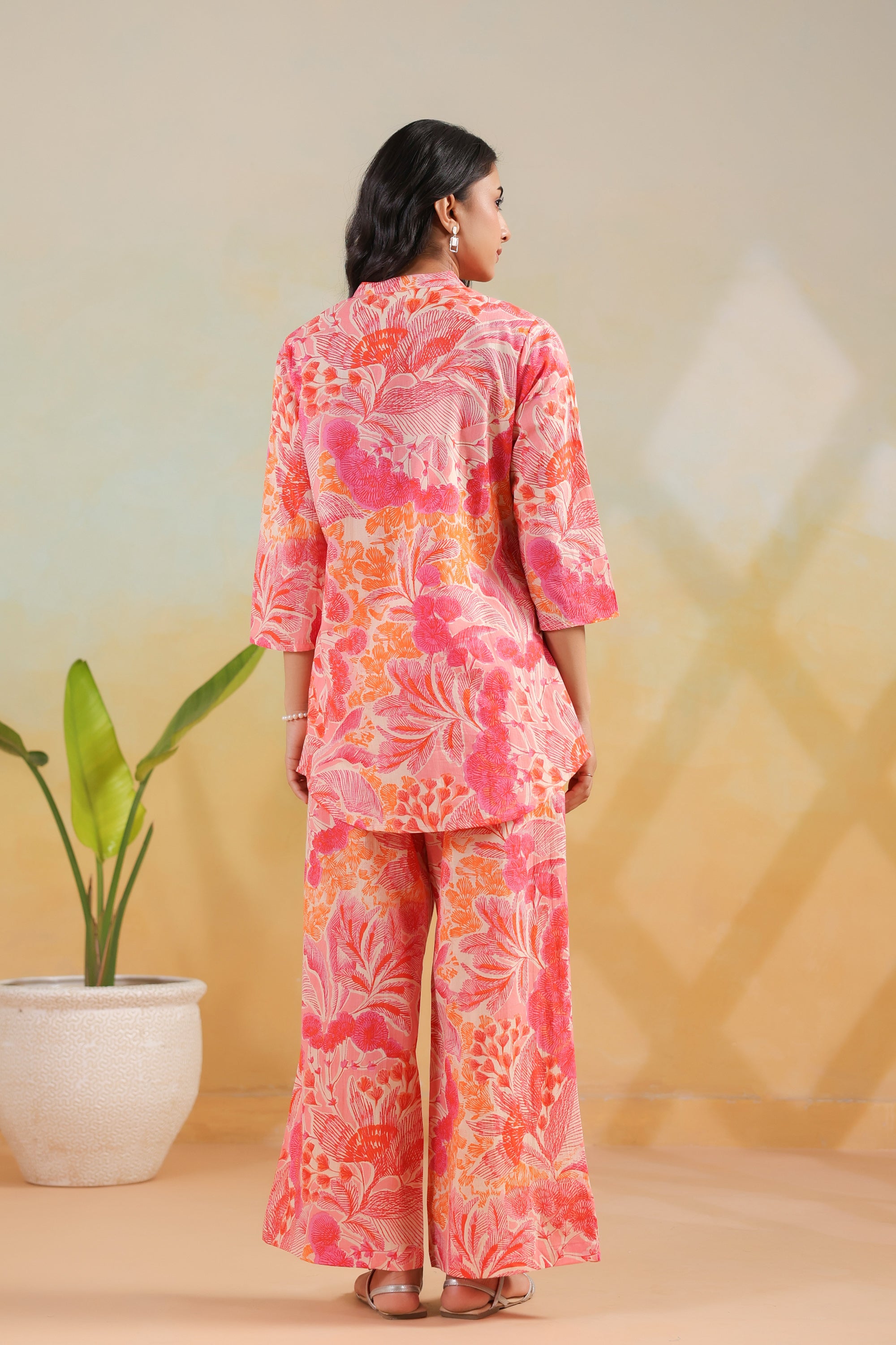 Multicoloured Blossom Tropical Printed Cotton Flex Co-ord Set