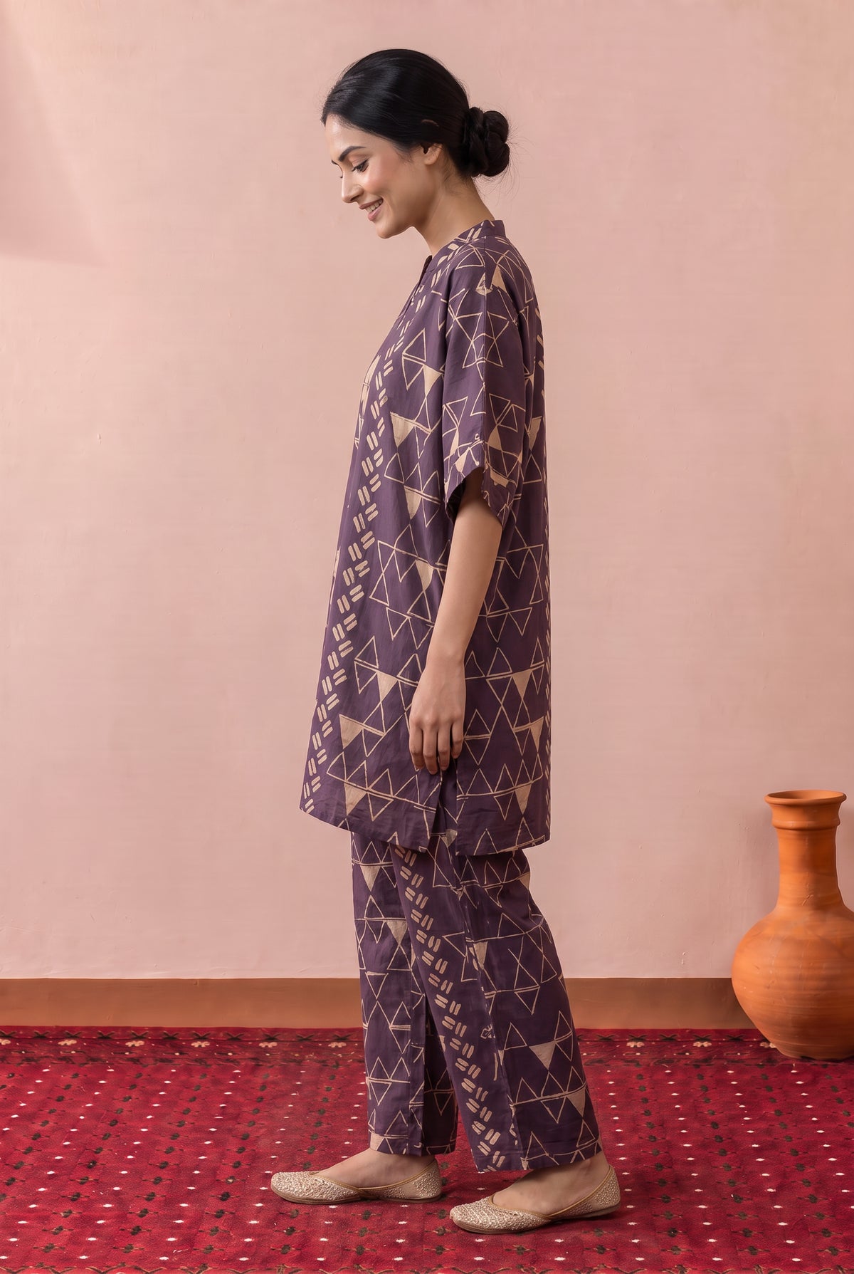 Purple Flora Geo-Printed Cotton Co-ord Set