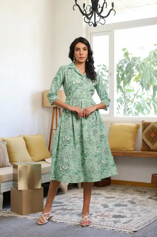Mint Green Vintage Cotton Flex Dress