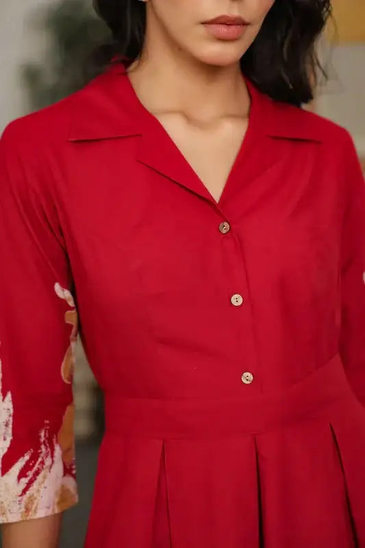 Red Savanna Safari Cotton Dress