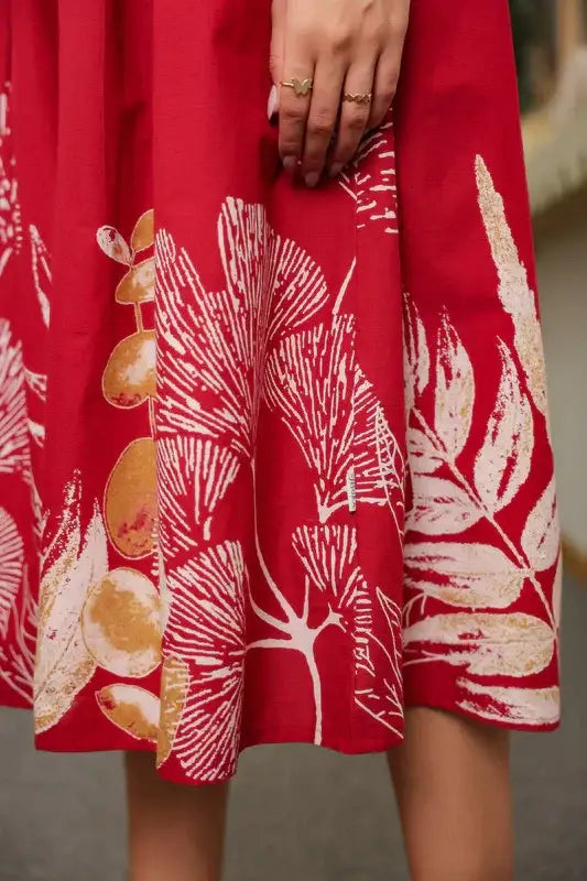 Red Savanna Safari Cotton Dress