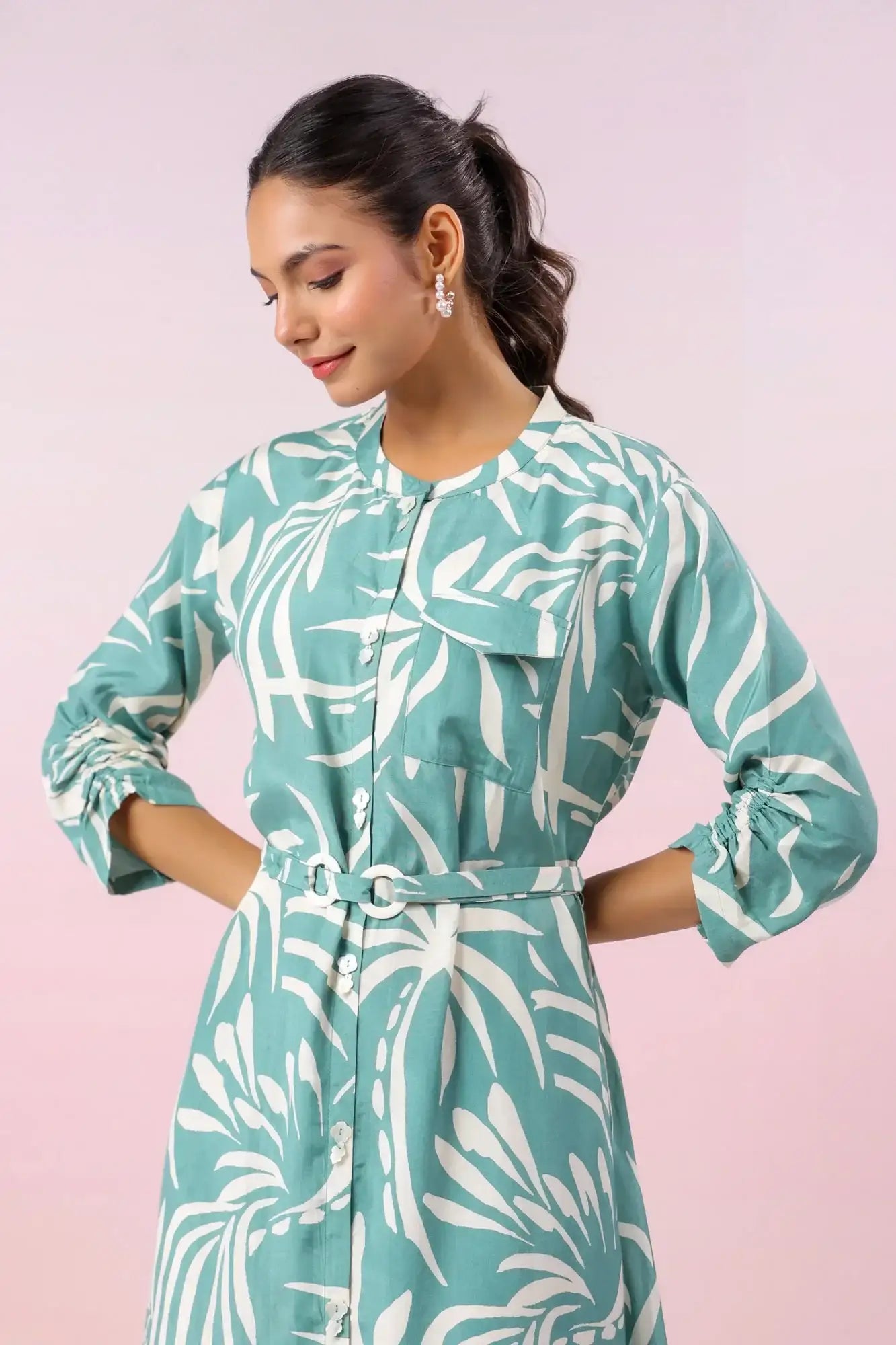 Coastal Paradise Teal Russian Silk Dress