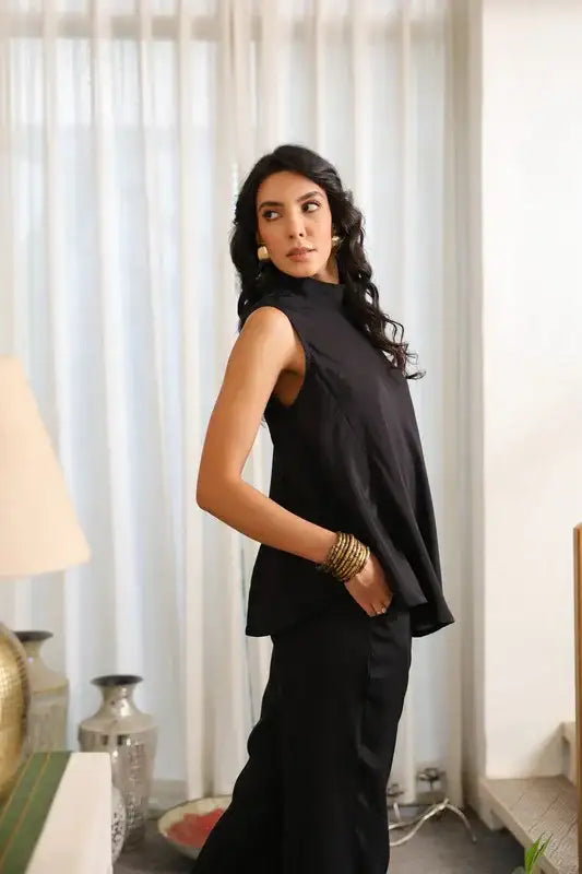 Starlit Black Russian Silk Co-ord Set