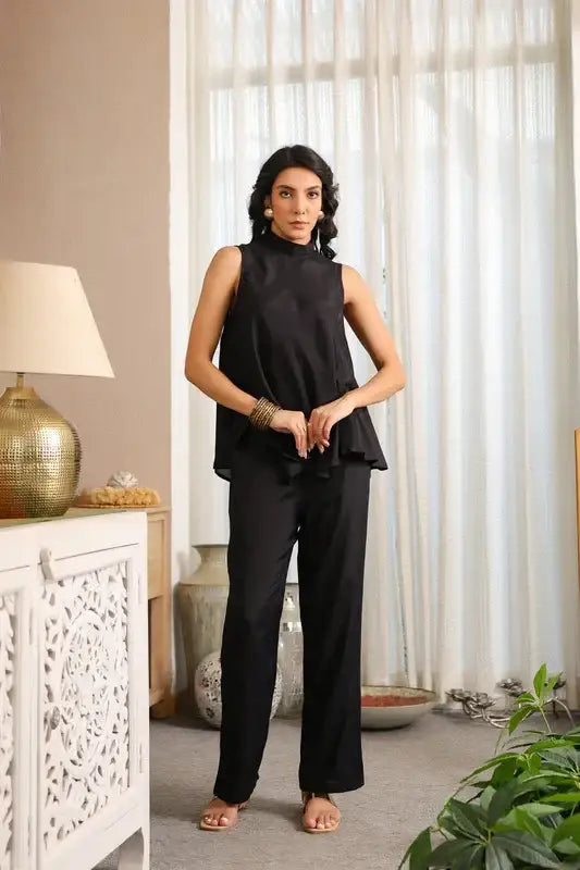 Starlit Black Russian Silk Co-ord Set