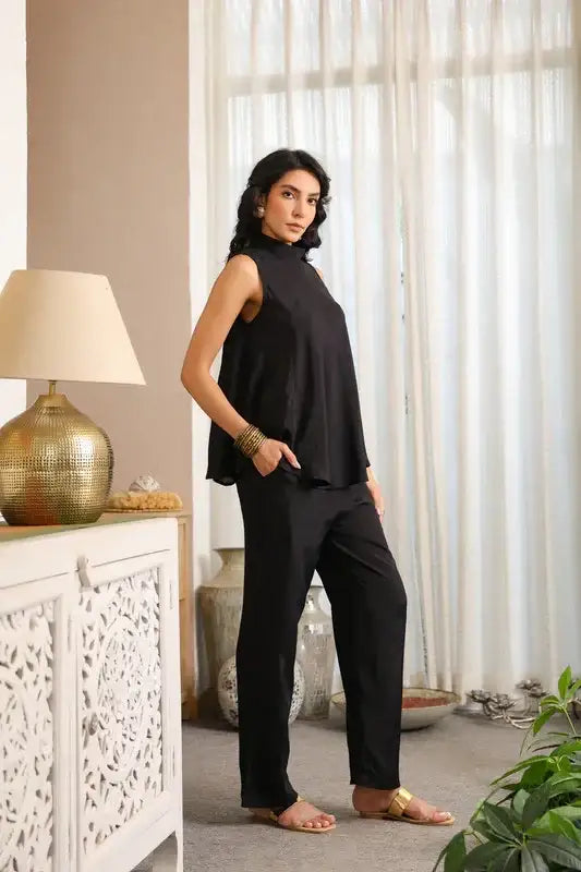 Starlit Black Russian Silk Co-ord Set