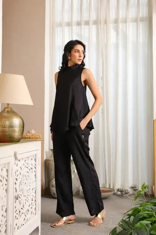 Starlit Black Russian Silk Co-ord Set