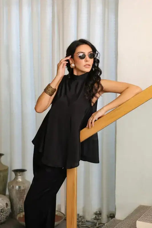 Starlit Black Russian Silk Co-ord Set
