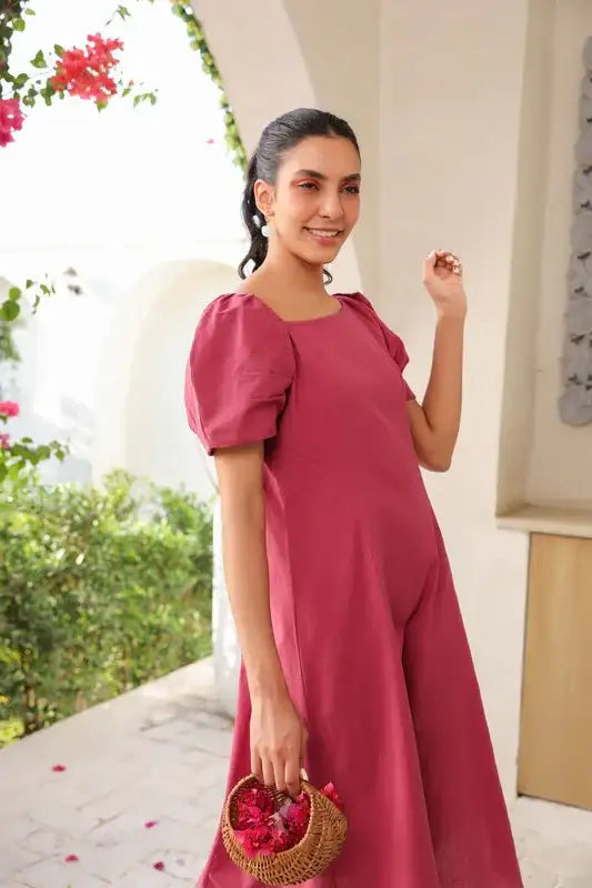 Bougainvillea Glow Cotton Flex Dress