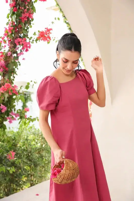 Bougainvillea Glow Cotton Flex Dress