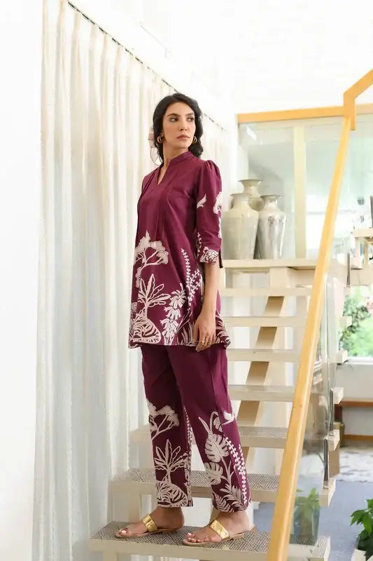Wine Whisper Cotton Co-ord Set