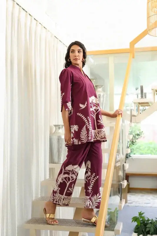 Wine Whisper Cotton Co-ord Set