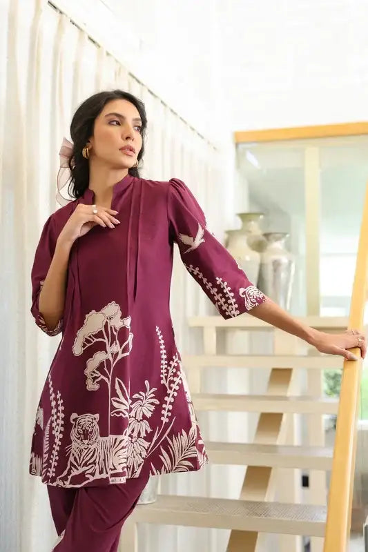 Wine Whisper Cotton Co-ord Set