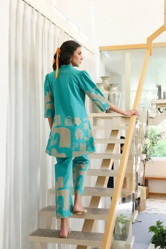 Skyline Oasis Blue Cotton Co-ord Set