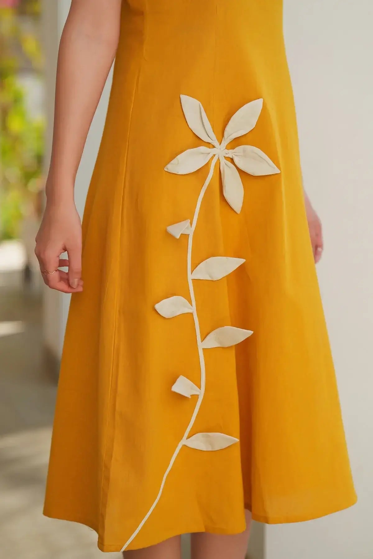 Sunlit Petal Trail Cotton Flex Dress