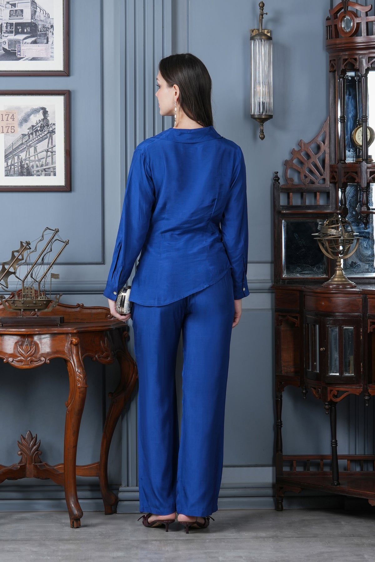 Cobalt Charm Russian Silk Co-ord Set