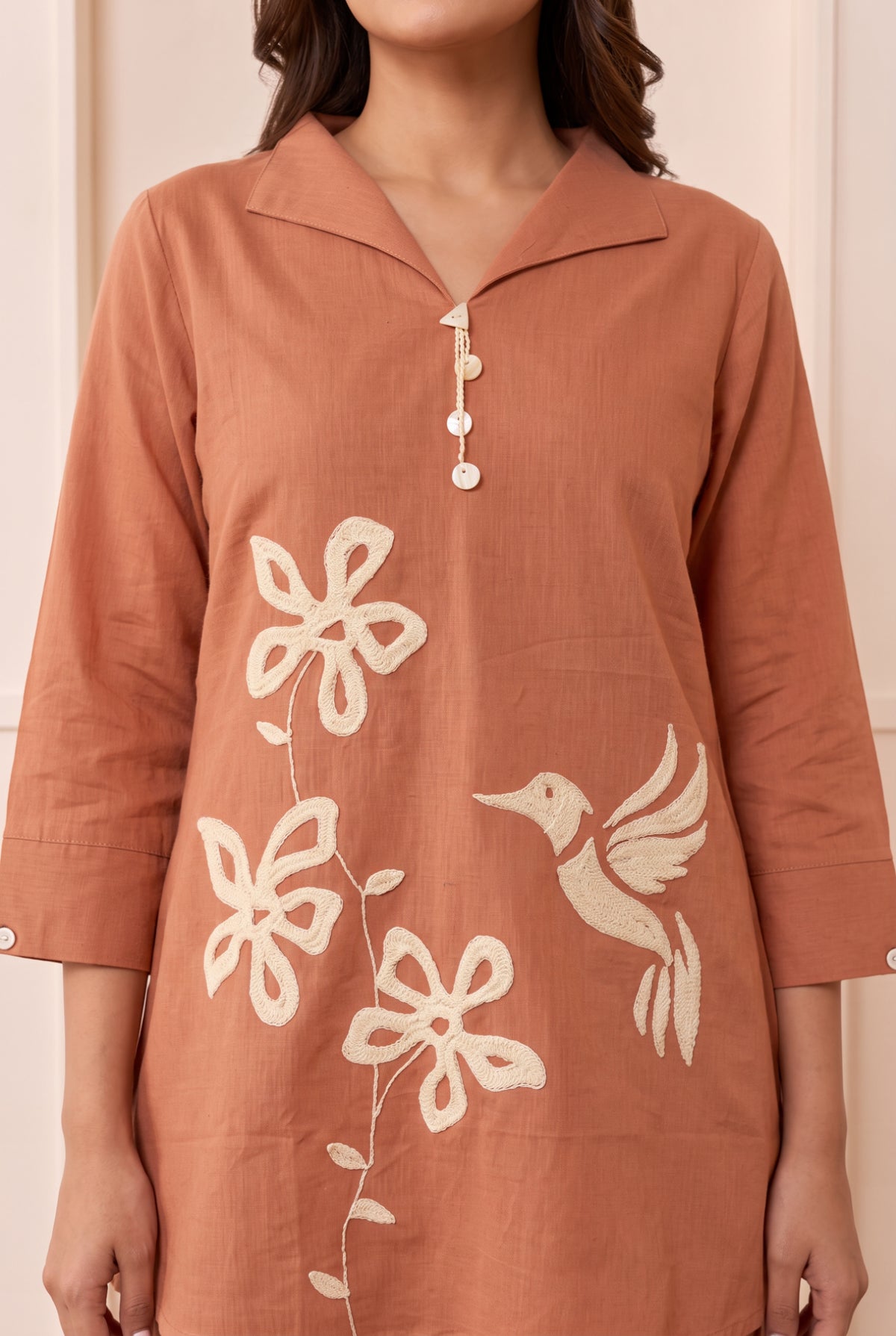 Terracotta Hummingbird Floral Cotton Flex Co-Ord Set