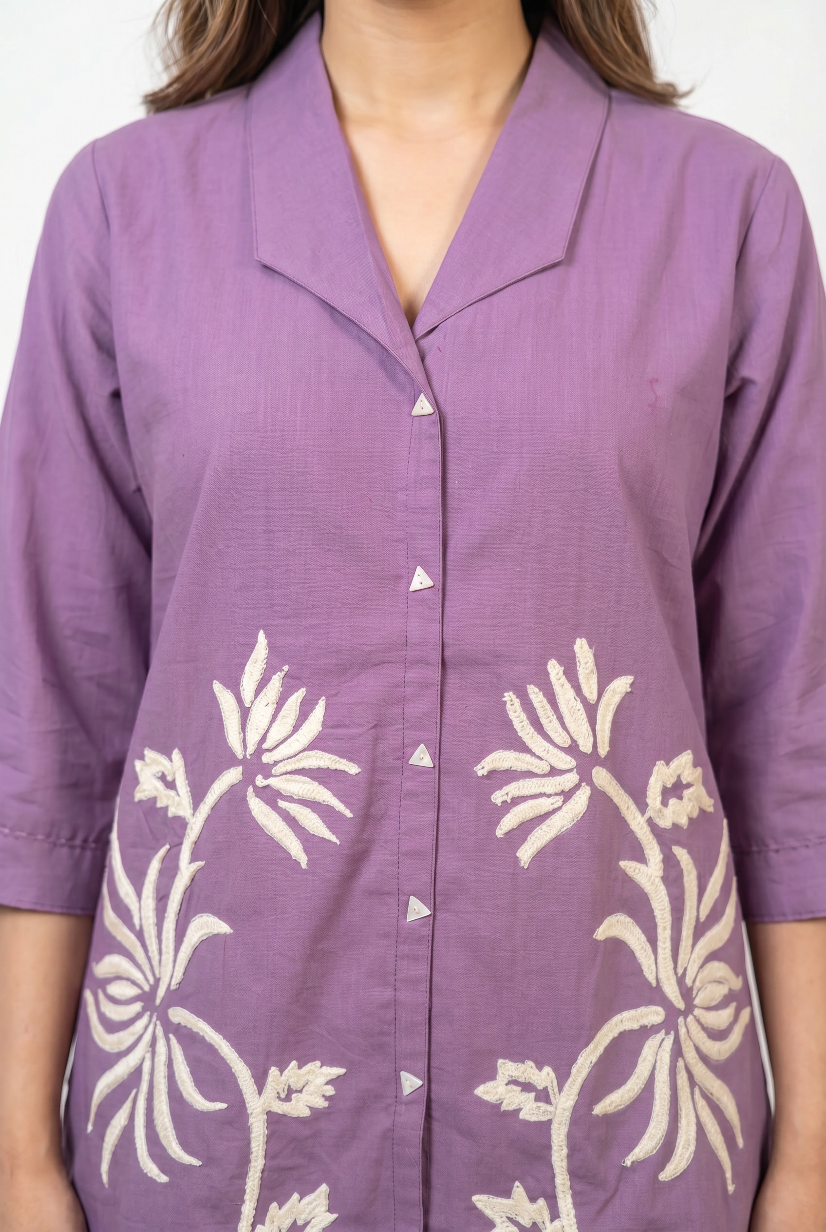 Lavender Floral Applique Cotton Co-Ord Set