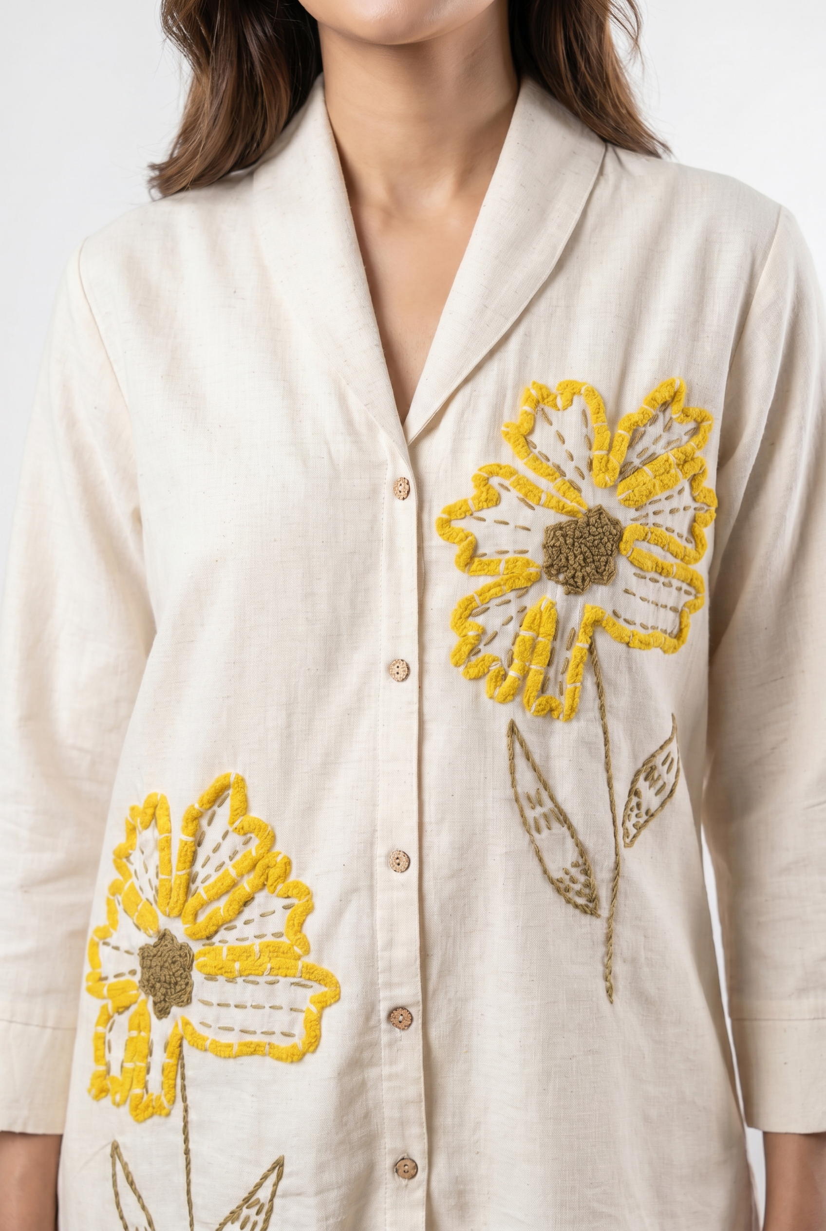 Ivory Floral Applique Cotton Flex Co-Ord Set