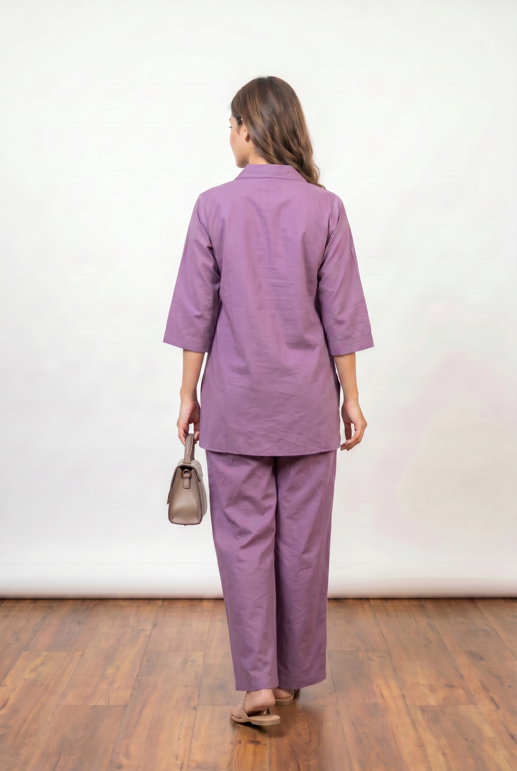 Lavender Floral Applique Cotton Co-Ord Set