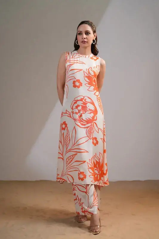 Sunset Foliage Russian Silk Co-ord Set