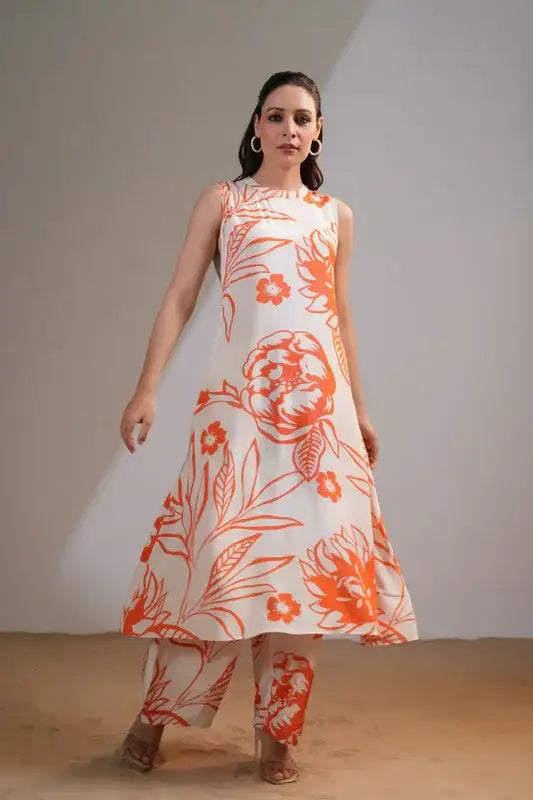 Sunset Foliage Russian Silk Co-ord Set
