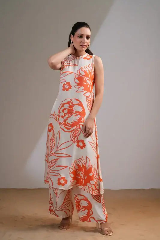 Sunset Foliage Russian Silk Co-ord Set
