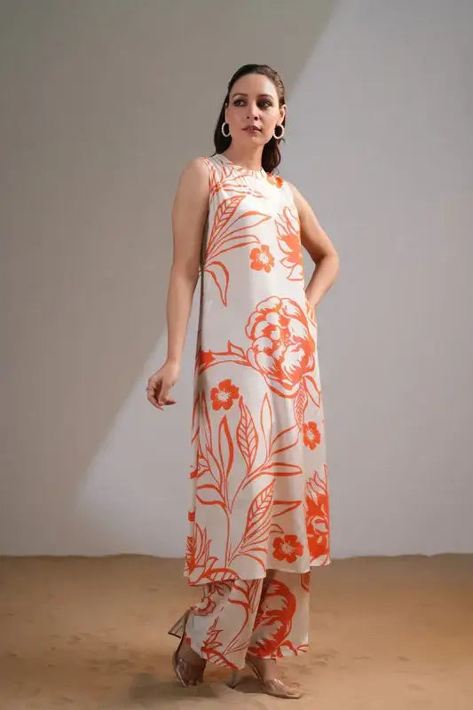 Sunset Foliage Russian Silk Co-ord Set