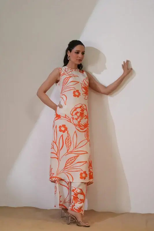 Sunset Foliage Russian Silk Co-ord Set