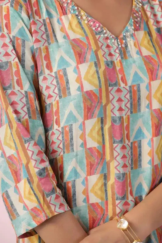 Vivid Mosaic Russian Silk Co-ord Set