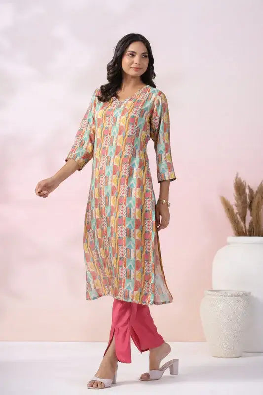 Vivid Mosaic Russian Silk Co-ord Set