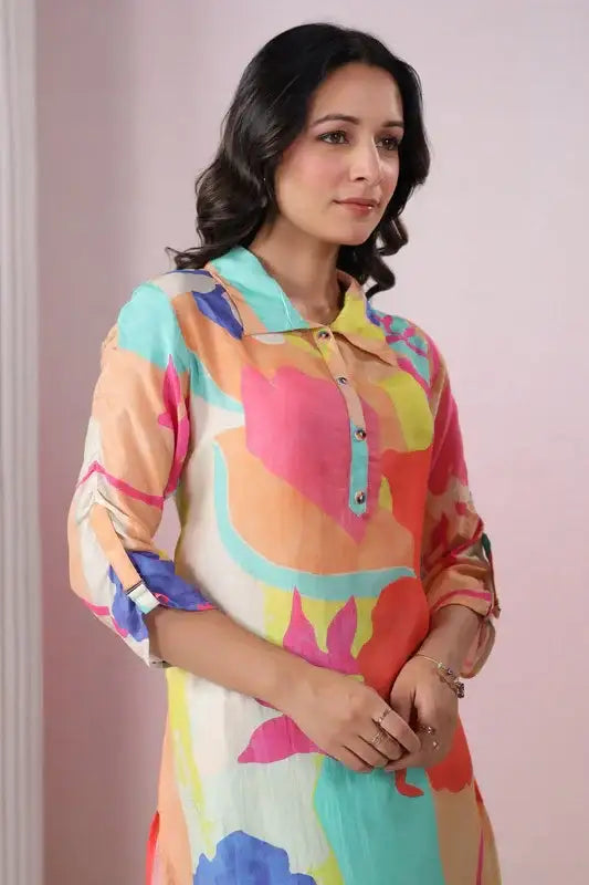 Color Cascade Russian Silk Co-ord Set