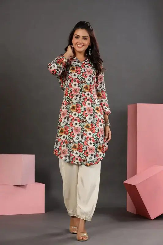 Floral Frost Russian Silk Co-ord Set