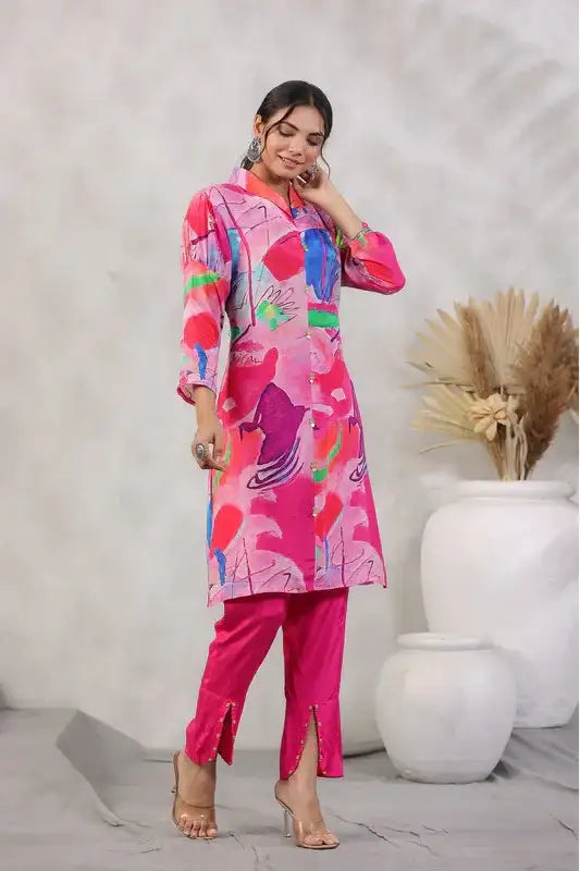 Vibrant Haze Russian Silk Co-ord Set