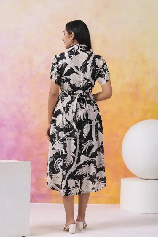 Leafy Luxe Russian Silk Dress