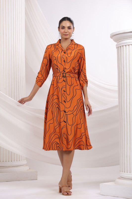 Stormy Lines Russian Silk Dress