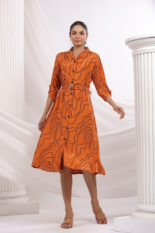Stormy Lines Russian Silk Dress