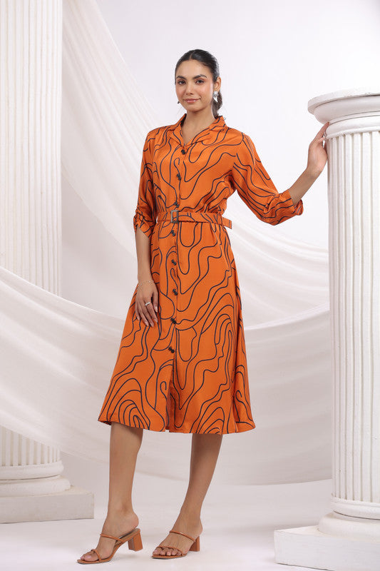 Stormy Lines Russian Silk Dress